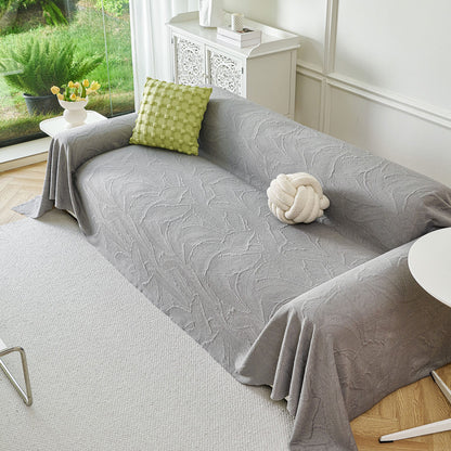 Embossed Leaf Pattern Sofa Cover Blanket for Couch, Soft Cooling Textured Couch Cover