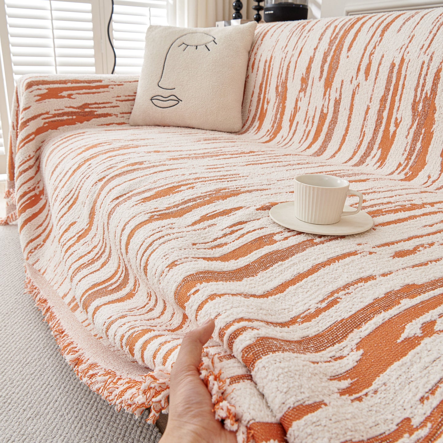 Reversible Sofa Throw Blanket, Couch Cover Sofa Slipcover for Most Shape Sofas