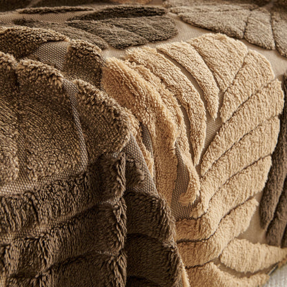 Plush Fleece Leaf Pattern Sofa Throw Cover, Soft Couch Protector Couch Cover Blanket