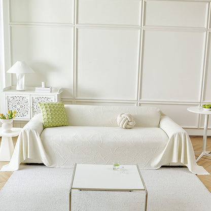 Embossed Leaf Pattern Sofa Cover Blanket for Couch, Soft Cooling Textured Couch Cover