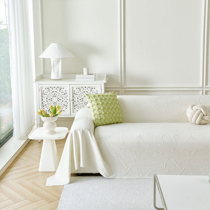 Embossed Leaf Pattern Sofa Cover Blanket for Couch, Soft Cooling Textured Couch Cover