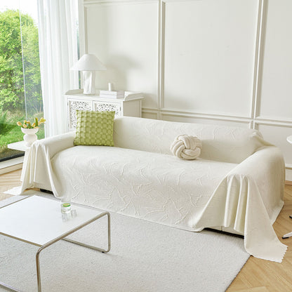 Embossed Leaf Pattern Sofa Cover Blanket for Couch, Soft Cooling Textured Couch Cover