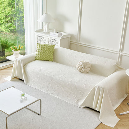 Embossed Leaf Pattern Sofa Cover Blanket for Couch, Soft Cooling Textured Couch Cover