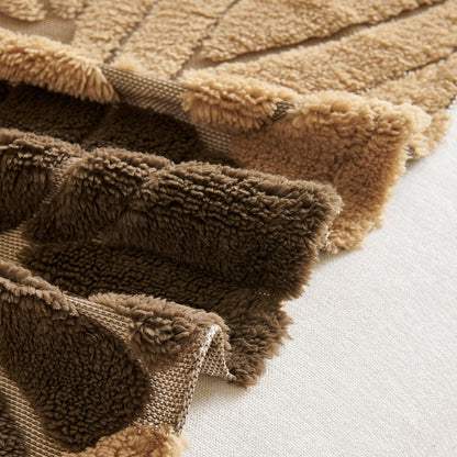 Plush Fleece Leaf Pattern Sofa Throw Cover, Soft Couch Protector Couch Cover Blanket
