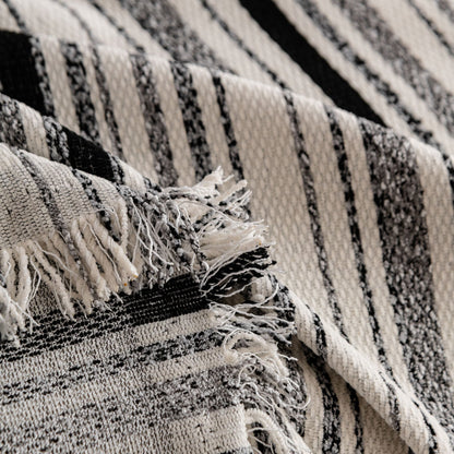 Luxury Cozy Chenille Sofa Cover Throw, Elegant Striped Soft Textured Couch Blanket