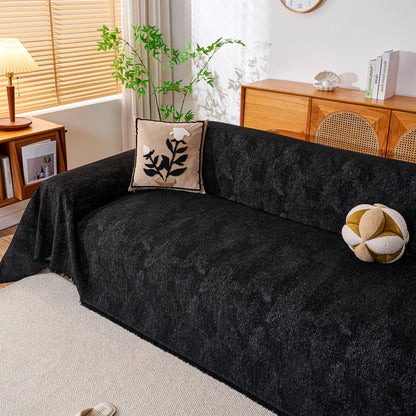 Cozy Textured Couch Protector with Fringe, Universal Soft Slipcover for Couch Sofa Bed