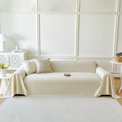 Fresh Geometric Sofa Throw Cover, Modern Textured Breathable Couch Protector Blanket