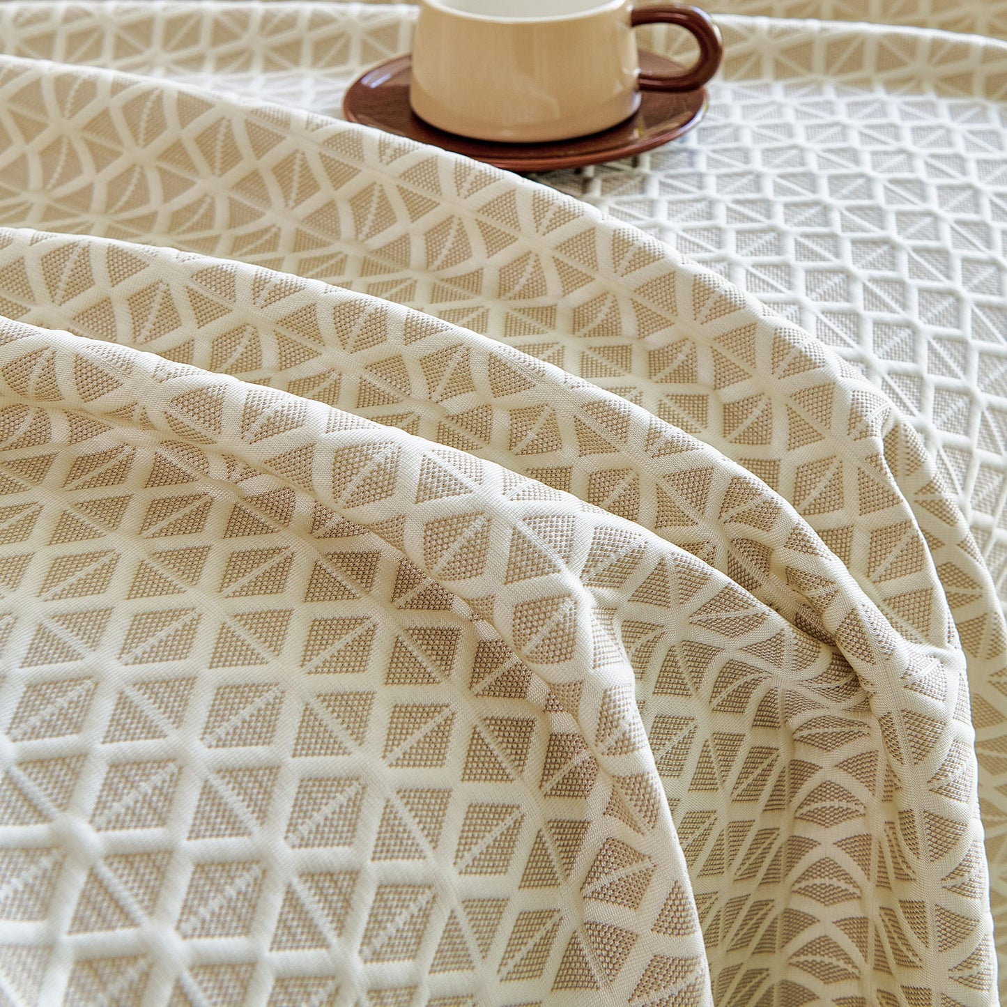 Fresh Geometric Sofa Throw Cover, Modern Textured Breathable Couch Protector Blanket