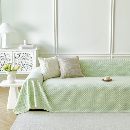 Fresh Geometric Sofa Throw Cover, Modern Textured Breathable Couch Protector Blanket