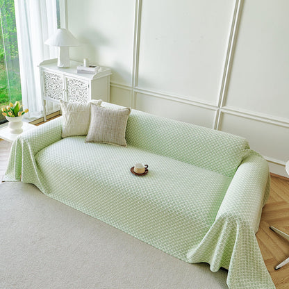 Fresh Geometric Sofa Throw Cover, Modern Textured Breathable Couch Protector Blanket
