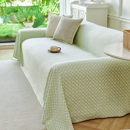 Fresh Geometric Sofa Throw Cover, Modern Textured Breathable Couch Protector Blanket