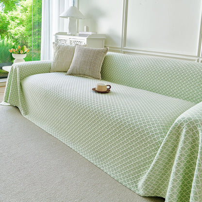 Fresh Geometric Sofa Throw Cover, Modern Textured Breathable Couch Protector Blanket