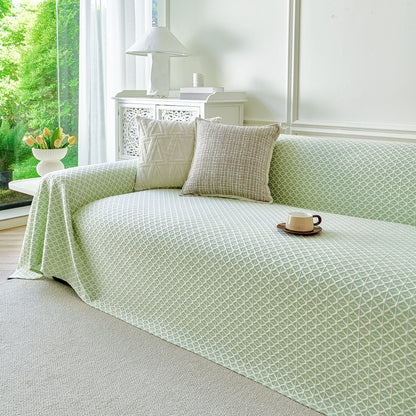 Fresh Geometric Sofa Throw Cover, Modern Textured Breathable Couch Protector Blanket