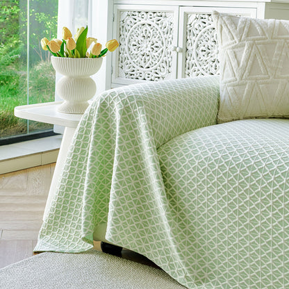 Fresh Geometric Sofa Throw Cover, Modern Textured Breathable Couch Protector Blanket