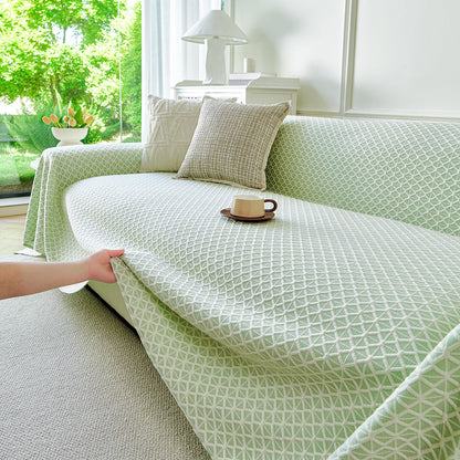Fresh Geometric Sofa Throw Cover, Modern Textured Breathable Couch Protector Blanket