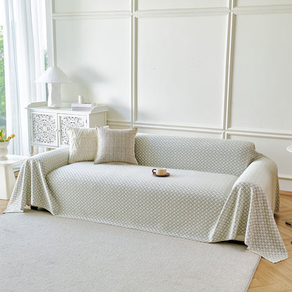 Fresh Geometric Sofa Throw Cover, Modern Textured Breathable Couch Protector Blanket