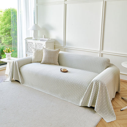 Fresh Geometric Sofa Throw Cover, Modern Textured Breathable Couch Protector Blanket