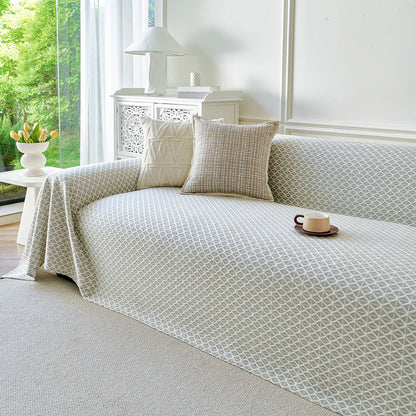 Fresh Geometric Sofa Throw Cover, Modern Textured Breathable Couch Protector Blanket