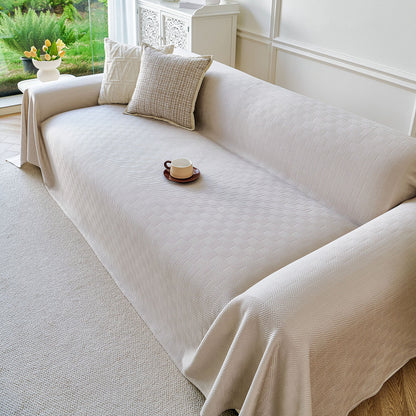 Cooling Ice Silk Soft Sofa Cover Blanket, Woven Geometric Textured Modern Couch Cover