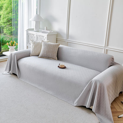 Cooling Ice Silk Soft Sofa Cover Blanket, Woven Geometric Textured Modern Couch Cover