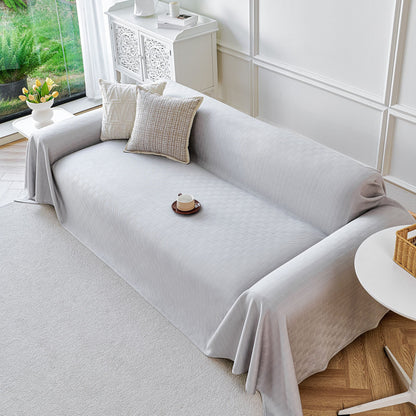 Cooling Ice Silk Soft Sofa Cover Blanket, Woven Geometric Textured Modern Couch Cover