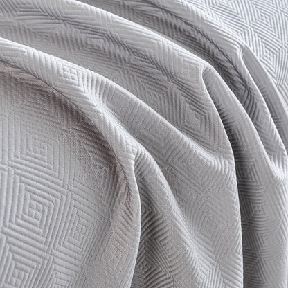 Cooling Ice Silk Soft Sofa Cover Blanket, Woven Geometric Textured Modern Couch Cover
