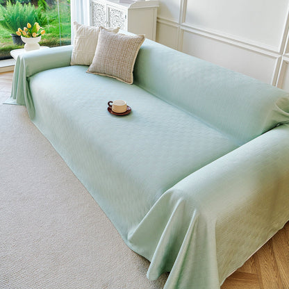 Cooling Ice Silk Soft Sofa Cover Blanket, Woven Geometric Textured Modern Couch Cover
