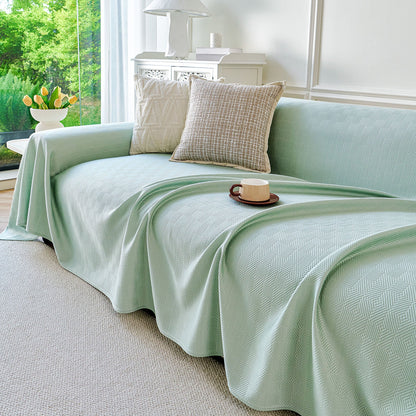 Cooling Ice Silk Soft Sofa Cover Blanket, Woven Geometric Textured Modern Couch Cover