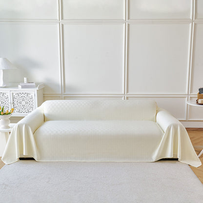 Cooling Ice Silk Soft Sofa Cover Blanket, Woven Geometric Textured Modern Couch Cover