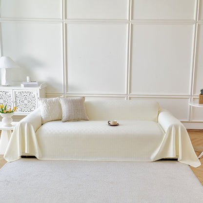 Cooling Ice Silk Soft Sofa Cover Blanket, Woven Geometric Textured Modern Couch Cover