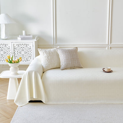 Cooling Ice Silk Soft Sofa Cover Blanket, Woven Geometric Textured Modern Couch Cover