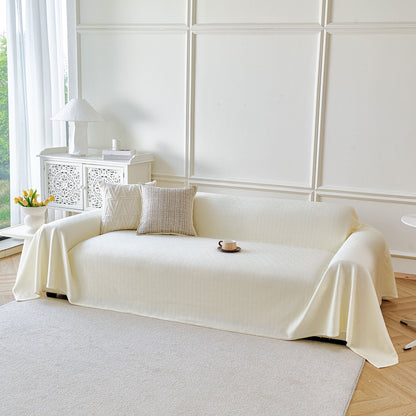 Cooling Ice Silk Soft Sofa Cover Blanket, Woven Geometric Textured Modern Couch Cover