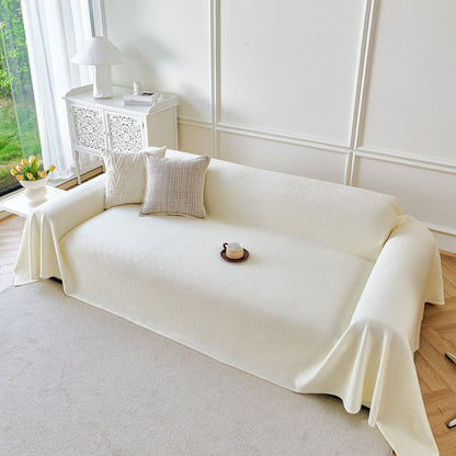 Cooling Ice Silk Soft Sofa Cover Blanket, Woven Geometric Textured Modern Couch Cover