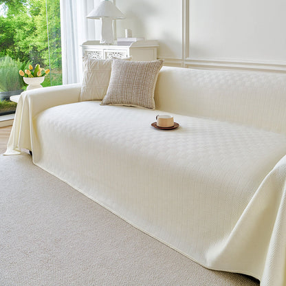 Cooling Ice Silk Soft Sofa Cover Blanket, Woven Geometric Textured Modern Couch Cover