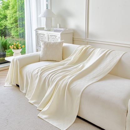 Cooling Ice Silk Soft Sofa Cover Blanket, Woven Geometric Textured Modern Couch Cover