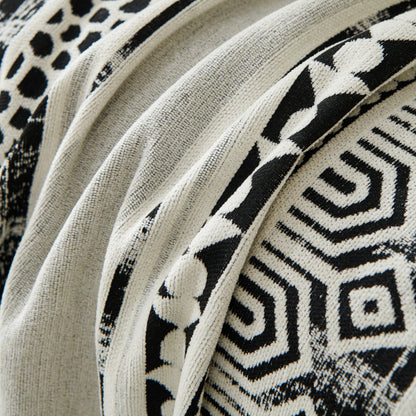 Chenille Sofa Cover Throw Blanket, Boho Geometric Scratch Proof Couch Protector