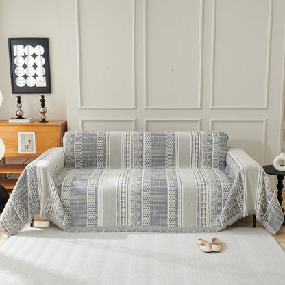Chenille Sofa Cover Throw Blanket, Boho Geometric Scratch Proof Couch Protector