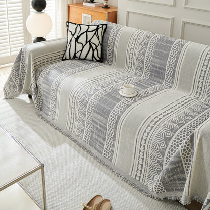 Chenille Sofa Cover Throw Blanket, Boho Geometric Scratch Proof Couch Protector