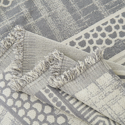 Chenille Sofa Cover Throw Blanket, Boho Geometric Scratch Proof Couch Protector