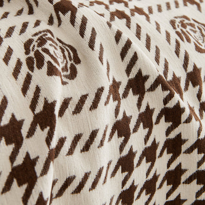 Chenille Houndstooth Sofa Throw Cover, Scratch Proof Cozy Throw Blankets for Couch