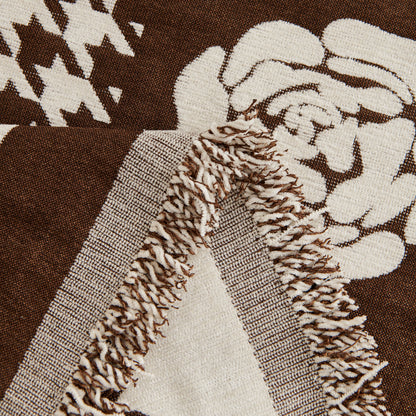 Chenille Houndstooth Sofa Throw Cover, Scratch Proof Cozy Throw Blankets for Couch
