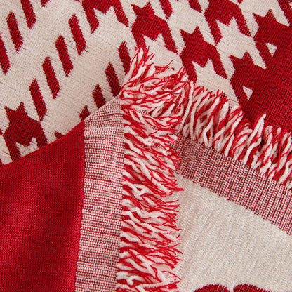 Chenille Houndstooth Sofa Throw Cover, Scratch Proof Cozy Throw Blankets for Couch