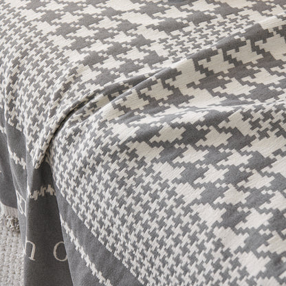 Chenille Houndstooth Couch Cover, Chaise Lounge Blanket Cover, Sectional Couch Scratch Protector