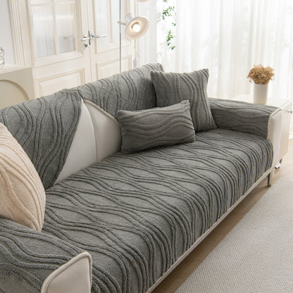 Winter Thickened Non-slip Blanket, Three-Dimensional Embossed Cotton Velvet Sofa Cover