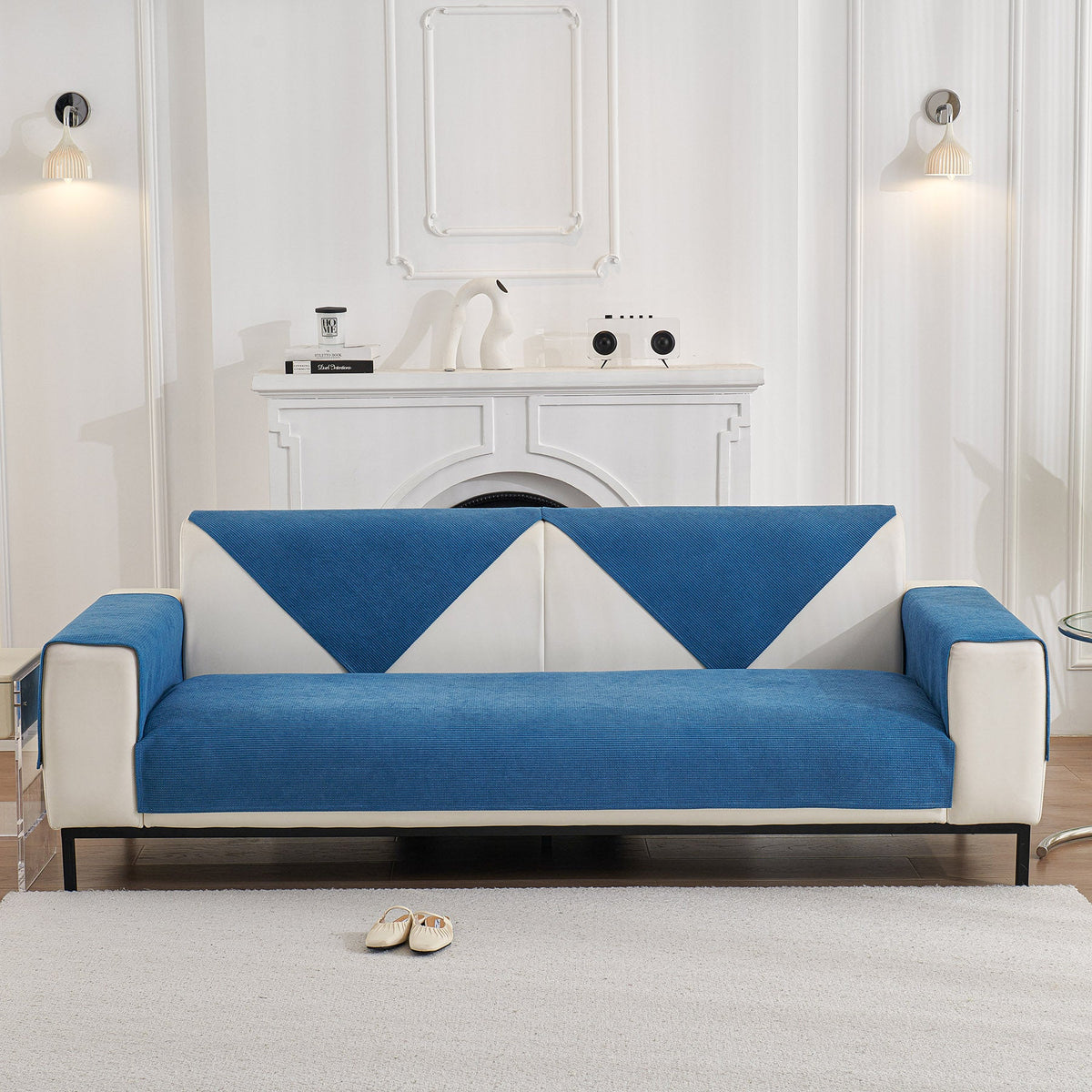 Water-Resistant Waffle Textured Sofa Cover, Non-Slip Couch Protector for Pets & Kids