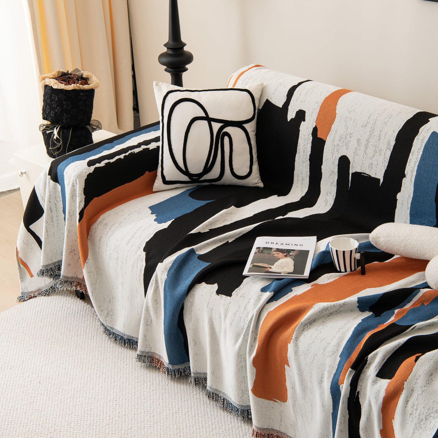 Colorful Chenille Sofa Throw Cover, Fashionable Soft Washable Couch Protector, Sectional Sofa Covers