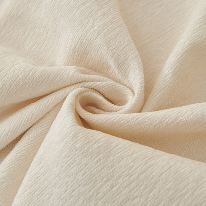 Solid Color Chenille Sofa Throw Blanket, Cozy & Easy Care Fringed Furniture Protector