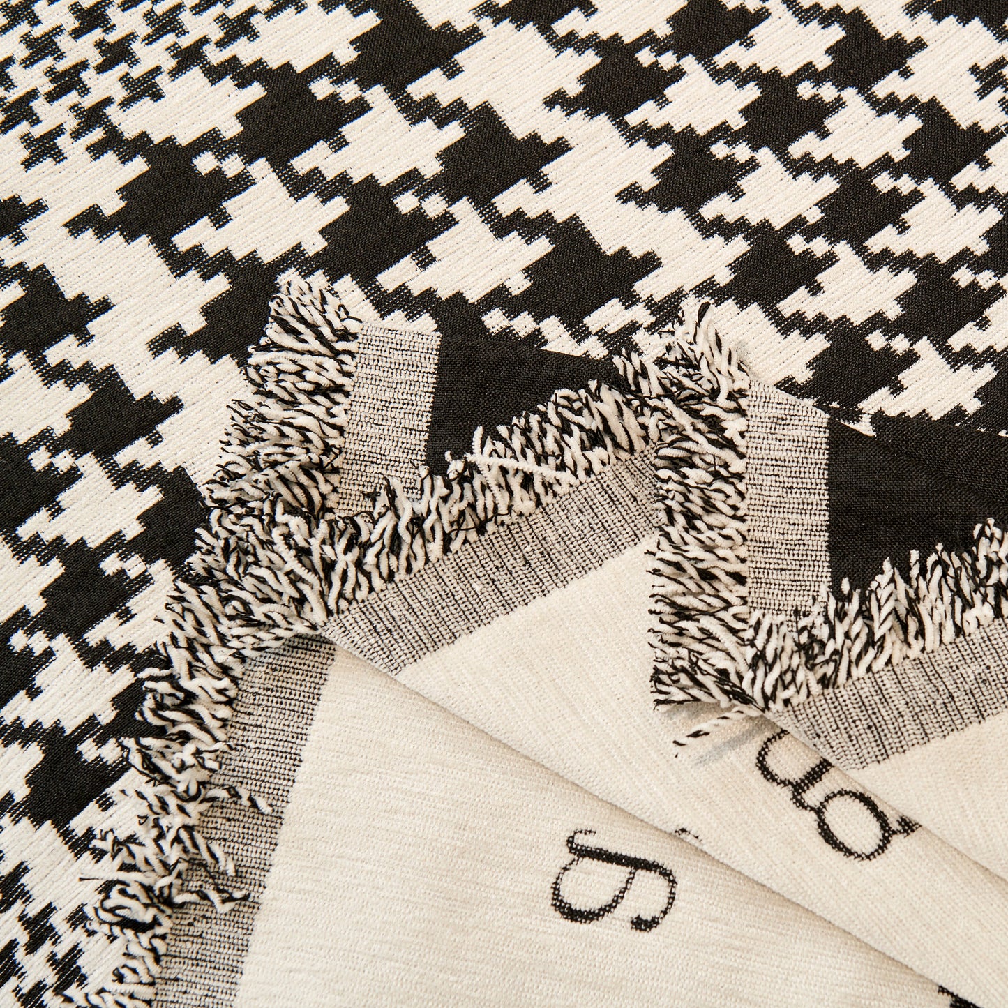 Chenille Houndstooth Couch Cover, Chaise Lounge Blanket Cover, Sectional Couch Scratch Protector