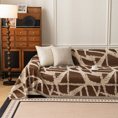 Modern Chenille Bold Abstract Pattern Sofa Cover, Artistic Decorative Furniture Cover