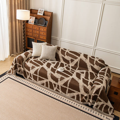 Modern Chenille Bold Abstract Pattern Sofa Cover, Artistic Decorative Furniture Cover